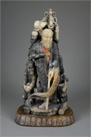 Chinese Shoushan Stone Figural Group of Immortals