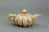 Chinese Old White Stone Carved Teapot