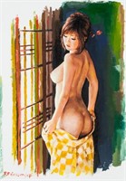 Rafael Plessas (Greek, b. 1976) Oil on Paper Nude