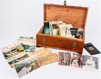 Antique Postcards, Cigar Box, WWII Ration Books