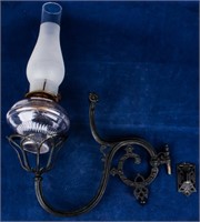 Cast Iron Oil Lamp Wall Hanger & Lamp