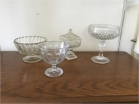 (4) Clear Glass Candy Dishes