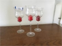 (3) Crystal Candle Holders