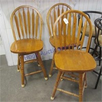 3 wood -  wood chairs