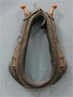 Antique Leather Horse Collar with Brass Hanes