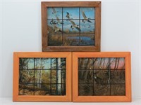 (3) Wild Game Birds & Deer Faux Tile Framed Prints