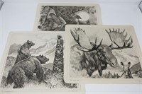 (3) Wildlife Etched Art Prints by R. H. Palenske