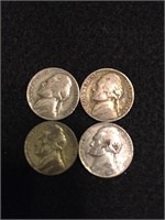 Lot of 4 War Nickels 35% Silver