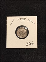 1938 Mercury Dime 90% Silver