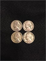 Lot of 4 WAR Nickels 35% Silver
