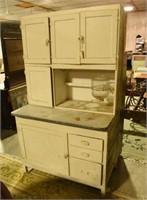 Lot #264 White Painted Hoosier Cabinet in need