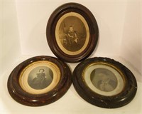 Lot #225 (3) Late 19th Century oval framed