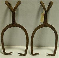 Lot #209 (2) Pairs of primitive iron ice tongs