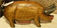 Lot #169 Carved wooden pig. 16” L x 8” T