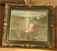 Lot #245 Victorian Print of Maiden in Row boat