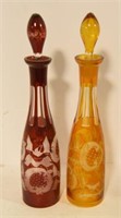 Lot #220 Pair of Bohemian decanters in Ruby