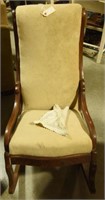 Lot #285 Antique Mah. Ladies uph. Rocking chair