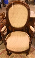 Lot #139 Walnut Victorian Uph. Arm chair.