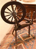 Lot #146 Period Oak Spinning Wheel. 40” T
