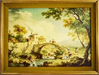 Village Bridges Scene by River
