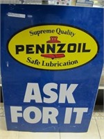 1987 PENNZOIL SIGN DOUBLE SIDED  35 X 24