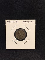 1939-S Mercury Dime 90% Silver Coin
