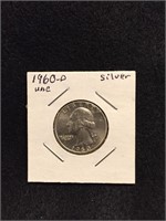1960-D Uncirculated Quarter 90% Silver