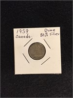 1959 Canadian Dime 80% Silver