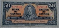 1937 $50 CAD Banknote Coyne/Towers