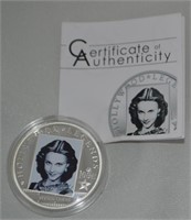2014 Viven Leigh Silver $5 Coin w COA