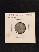 1951 Canadian Dime 80% Silver