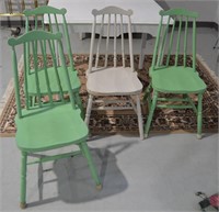 4pcs Vtg Painted Wood Canadiana Chairs