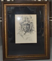 Original Pen & Ink  Harley Brown - Bull Chief