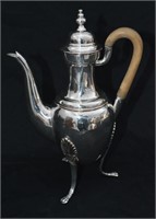 Antique Silver Plate Coffee Pot With Wood Handle