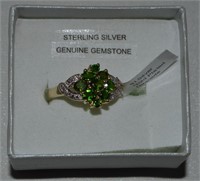 .925 Silver / GP Genuine Diopside Ring Sz9