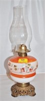 Oil Lamp with Pink & Floral Base