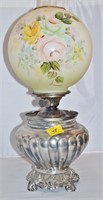 Webster & Son Oil Lamp with Floral Shade