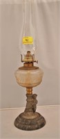 Antique Oil Lamp with Cherub Base