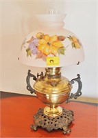 Miller Oil Lamp with Floral Shade