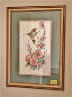 (2) Framed Hummingbird & Floral Prints by Carolyn