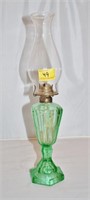 Oil Lamp with Green Depression Base