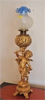 Cherub Oil Lamp - converted to electric lamp