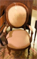 Lot #135 Walnut Victorian Uph. Open arm chair