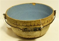 Lot #26 Early stoneware milk bowl with wooden