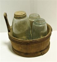 Lot #35 Primitive wooden grain pail and (3)