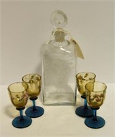 Lot #2 Hand blown and hand etched decanter