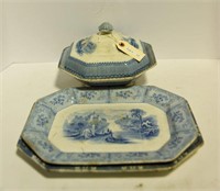 Lot #12 (2) transferware platters and once