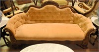 Lot #130 Victorian Walnut Rose carved sofa.