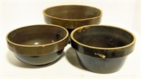 Lot #15 (3) Primitive brownware mixing bowls
