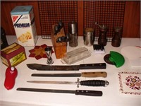 Kitchen Knives, Sharpeners, Tins, Can Opener...